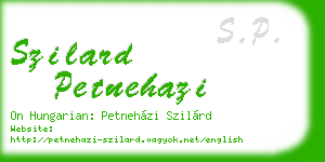 szilard petnehazi business card